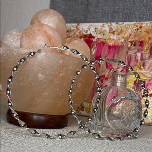Large Silver Twisted Hoop Earrings